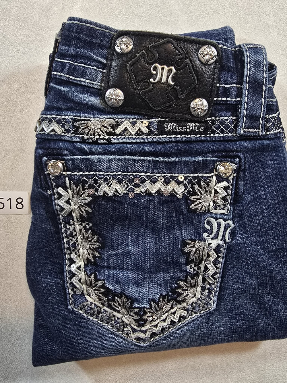 Miss Me Signature Skinny Jeans Gem Rhinestone Embellished Pockets Size 25